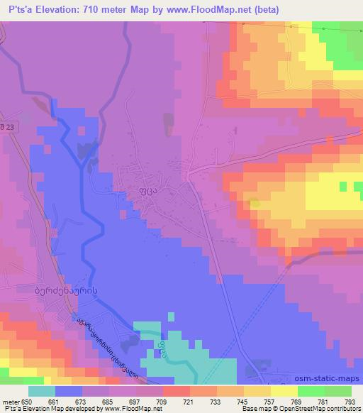 P'ts'a,Georgia Elevation Map