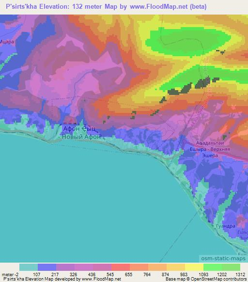 P'sirts'kha,Georgia Elevation Map