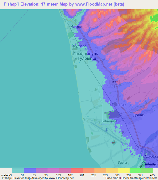 P'shap'i,Georgia Elevation Map