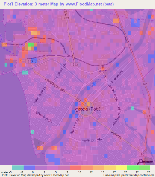 P'ot'i,Georgia Elevation Map
