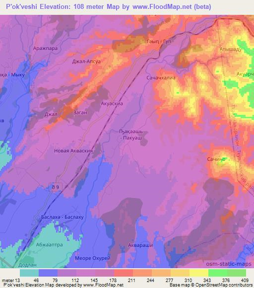 P'ok'veshi,Georgia Elevation Map