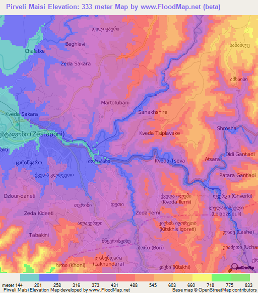 Pirveli Maisi,Georgia Elevation Map