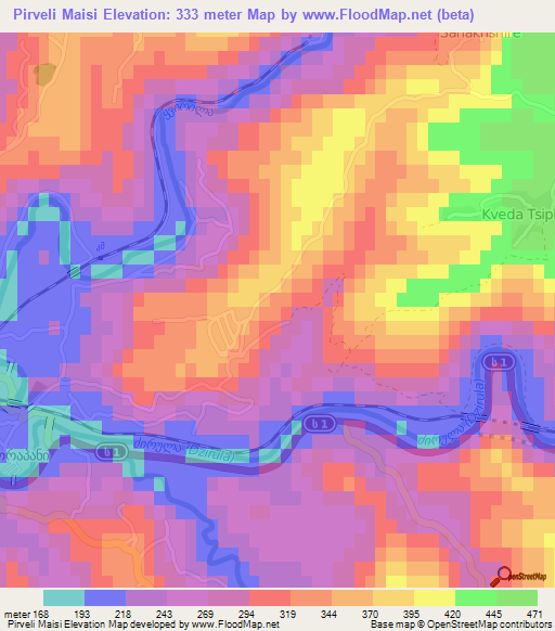 Pirveli Maisi,Georgia Elevation Map