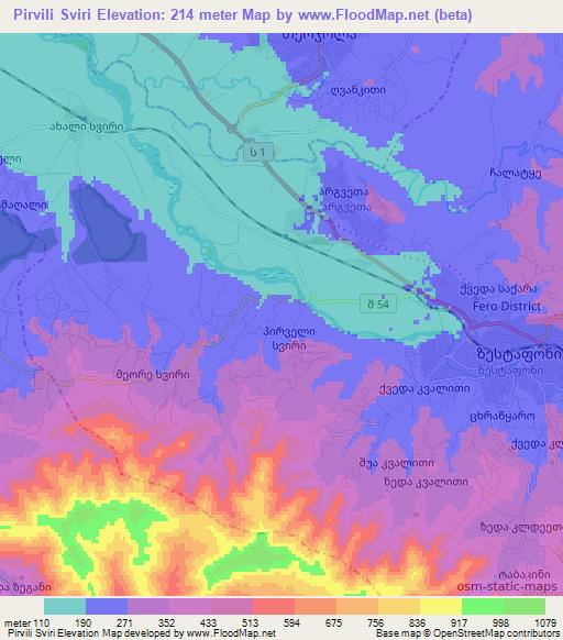 Pirvili Sviri,Georgia Elevation Map