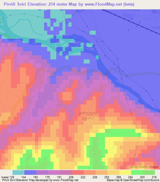 Pirvili Sviri,Georgia Elevation Map
