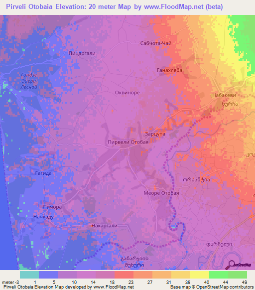 Pirveli Otobaia,Georgia Elevation Map