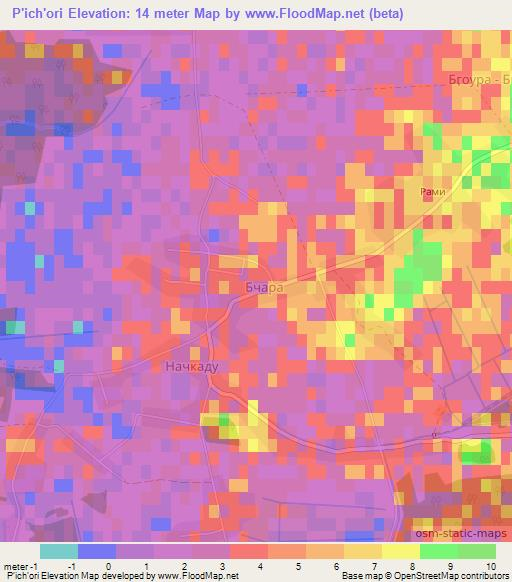 P'ich'ori,Georgia Elevation Map