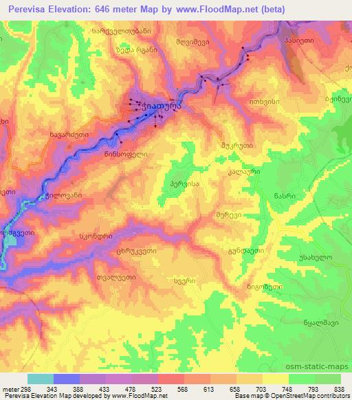 Perevisa,Georgia Elevation Map