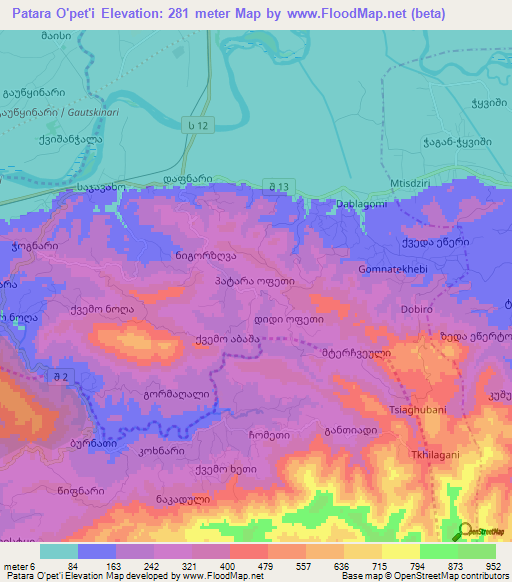 Patara O'pet'i,Georgia Elevation Map