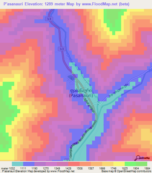 P'asanauri,Georgia Elevation Map