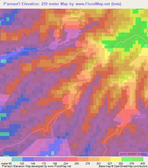 P'arnaut'i,Georgia Elevation Map