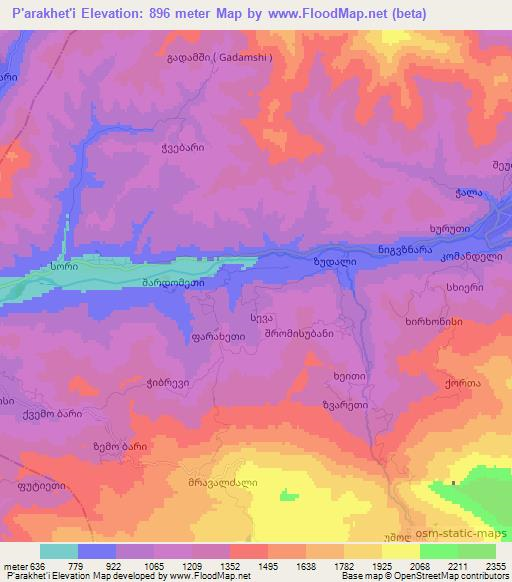 P'arakhet'i,Georgia Elevation Map