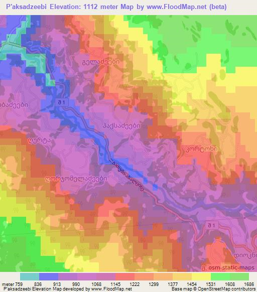 P'aksadzeebi,Georgia Elevation Map