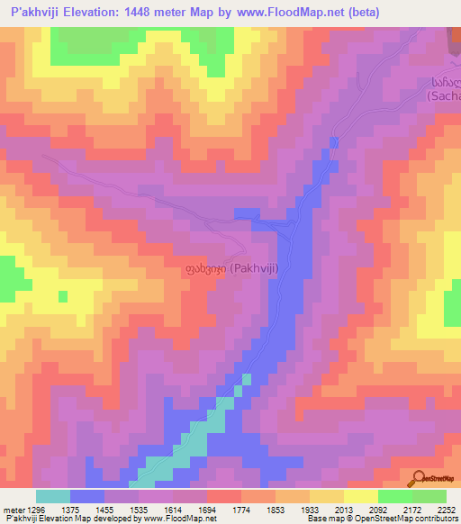 P'akhviji,Georgia Elevation Map