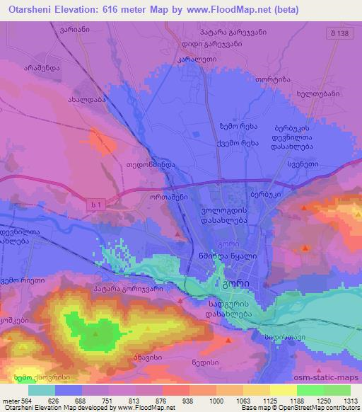 Otarsheni,Georgia Elevation Map