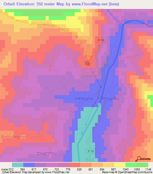 Orbeli,Georgia Elevation Map