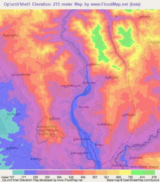 Op'urch'khet'i,Georgia Elevation Map