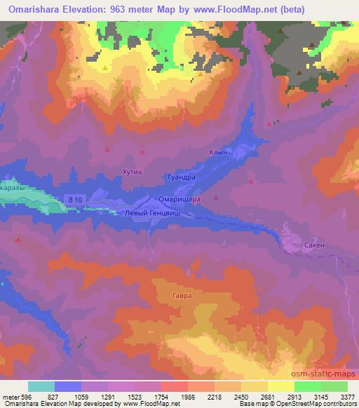 Omarishara,Georgia Elevation Map