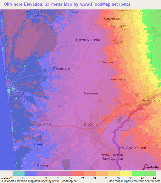 Ok'vinore,Georgia Elevation Map