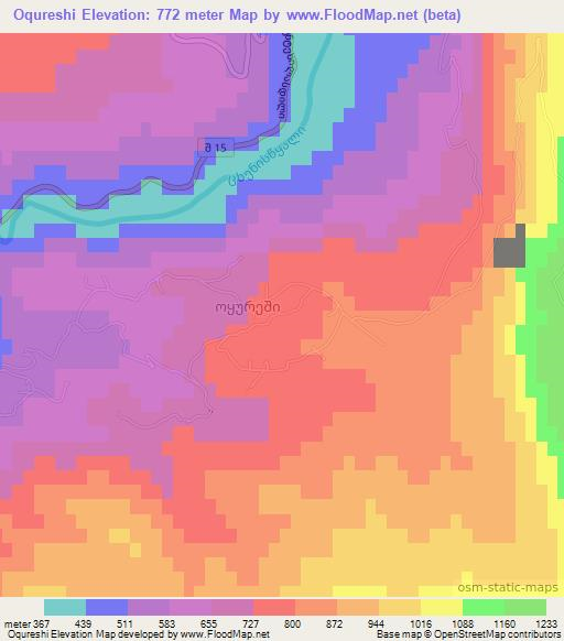 Oqureshi,Georgia Elevation Map
