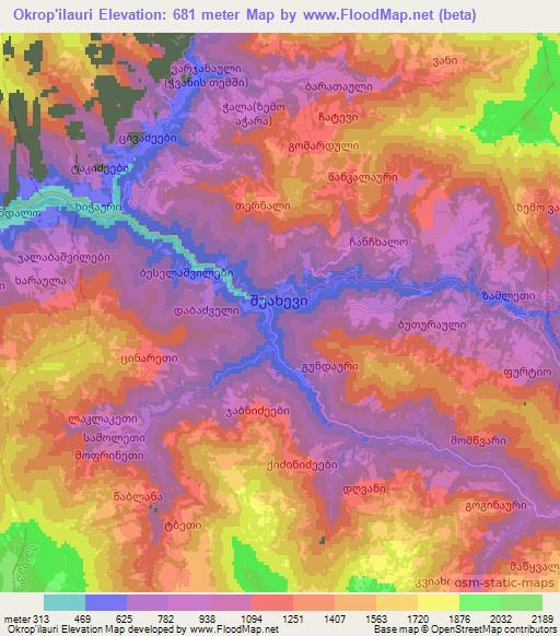 Okrop'ilauri,Georgia Elevation Map