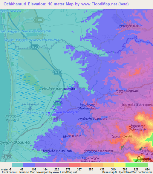 Ochkhamuri,Georgia Elevation Map