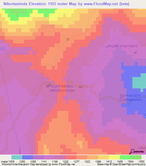 Nikortsminda,Georgia Elevation Map