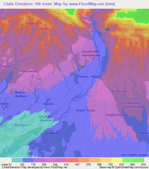 Chala,Georgia Elevation Map