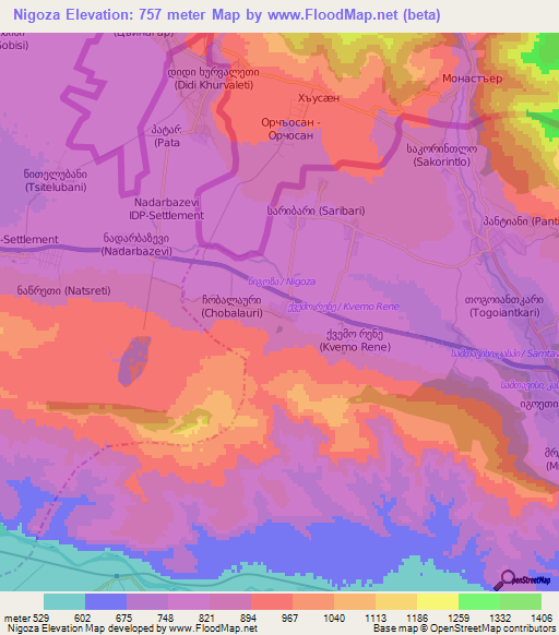 Nigoza,Georgia Elevation Map