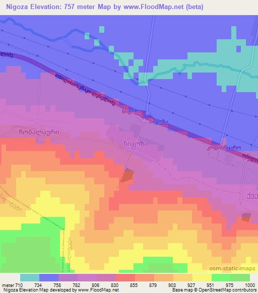 Nigoza,Georgia Elevation Map