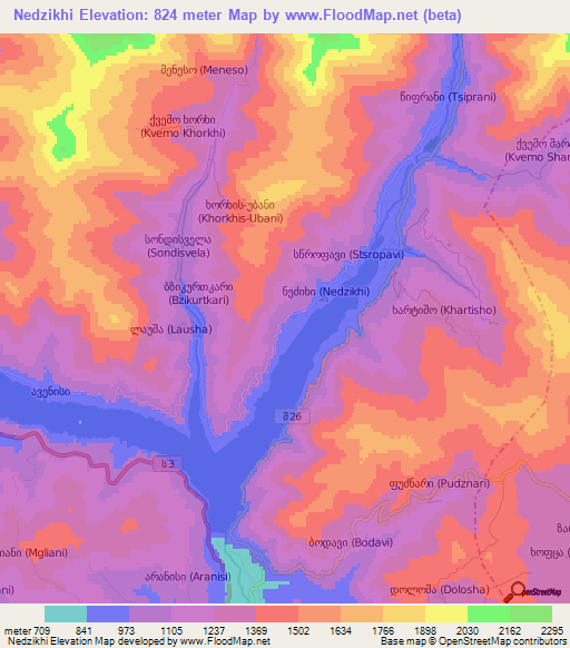 Nedzikhi,Georgia Elevation Map