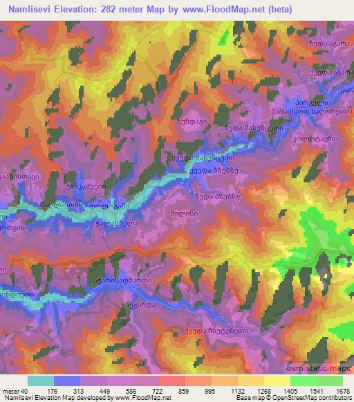 Namlisevi,Georgia Elevation Map