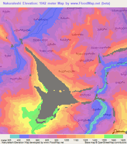 Nakuraleshi,Georgia Elevation Map