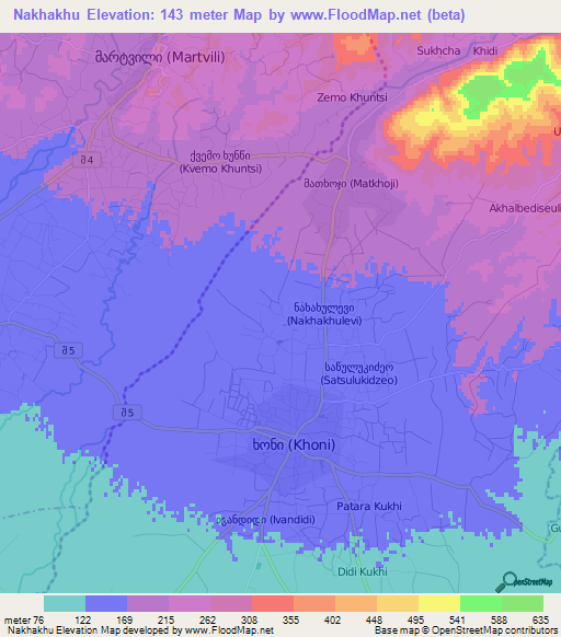 Nakhakhu,Georgia Elevation Map