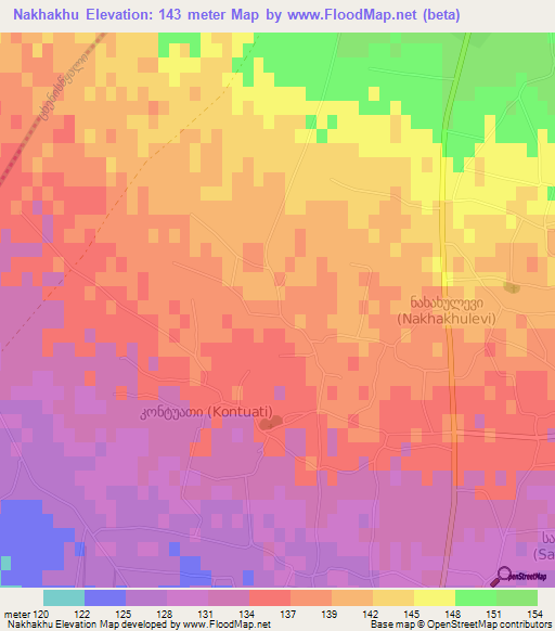 Nakhakhu,Georgia Elevation Map