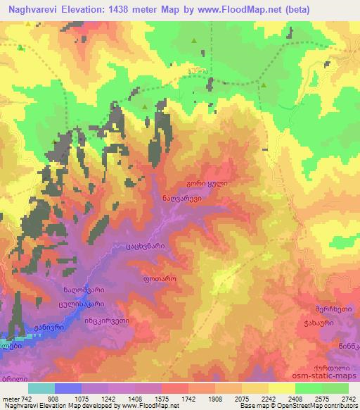 Naghvarevi,Georgia Elevation Map
