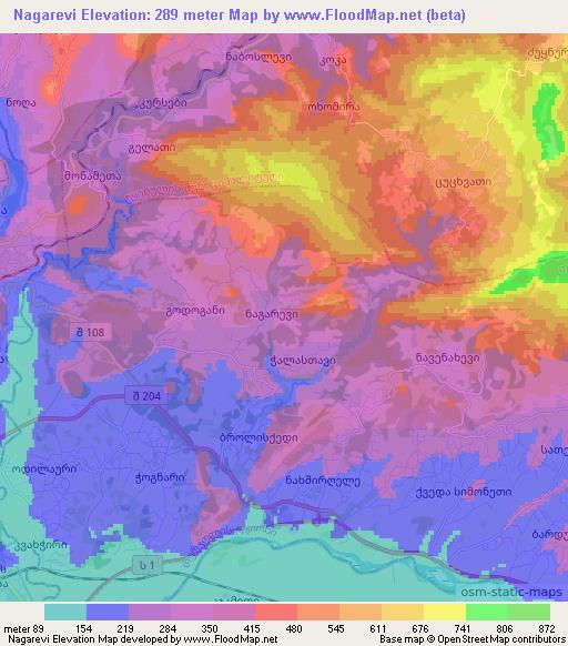 Nagarevi,Georgia Elevation Map