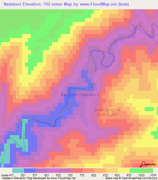 Nadaburi,Georgia Elevation Map