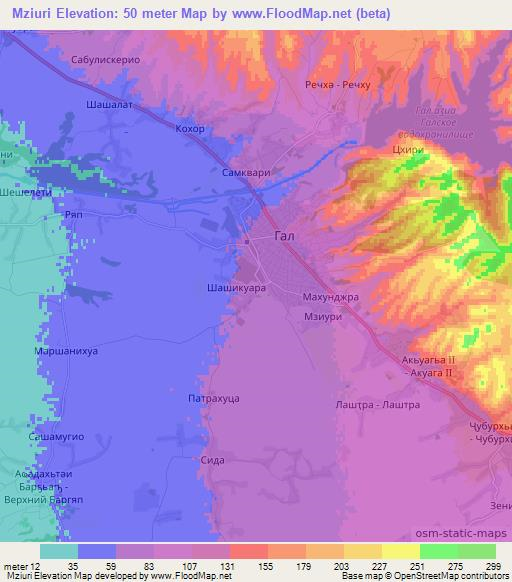 Mziuri,Georgia Elevation Map