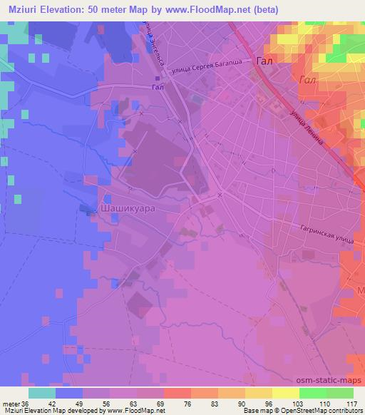 Mziuri,Georgia Elevation Map