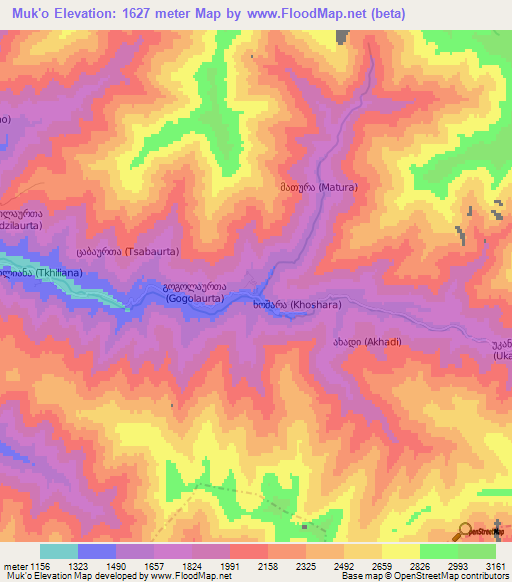 Muk'o,Georgia Elevation Map