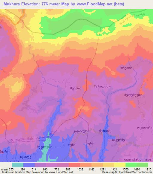 Mukhura,Georgia Elevation Map