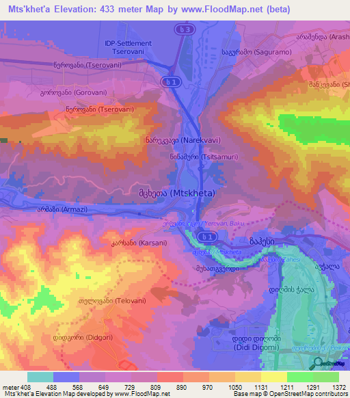 Mts'khet'a,Georgia Elevation Map