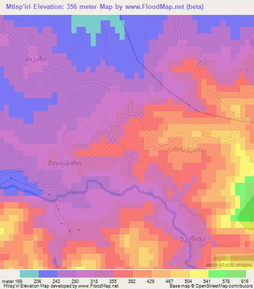 Mtisp'iri,Georgia Elevation Map
