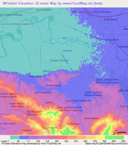 Mt'isdziri,Georgia Elevation Map