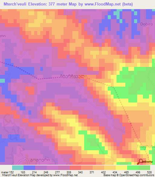 Mterch'veuli,Georgia Elevation Map