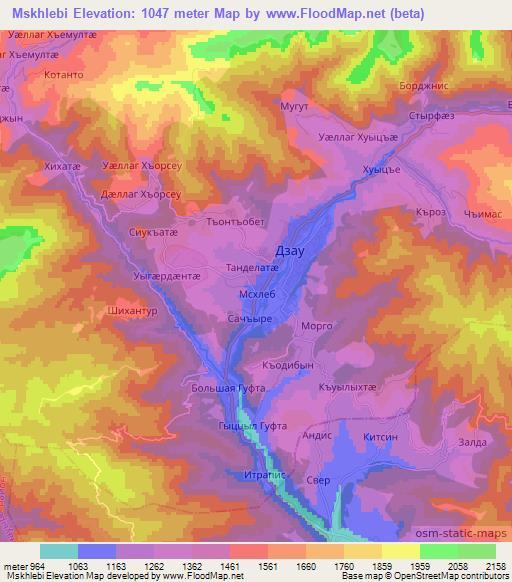 Mskhlebi,Georgia Elevation Map