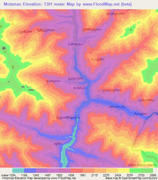 Motsmao,Georgia Elevation Map