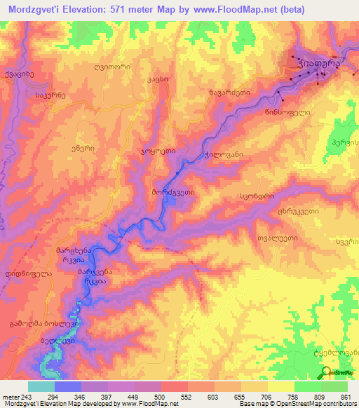 Mordzgvet'i,Georgia Elevation Map