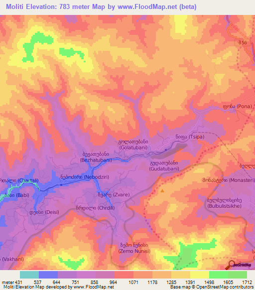 Moliti,Georgia Elevation Map